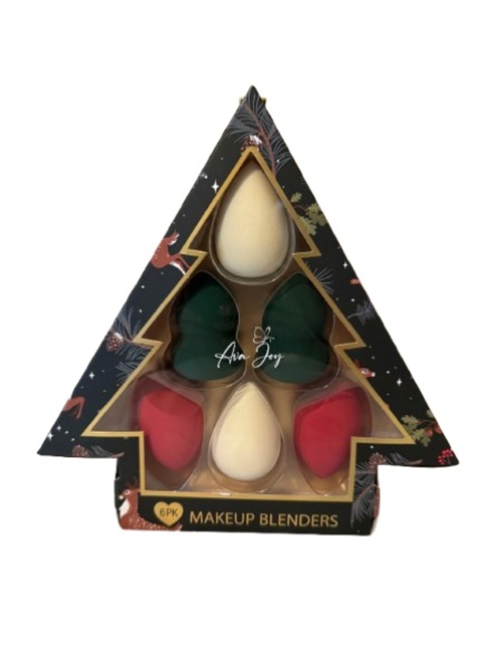 6-Pack Holiday Makeup Blenders Sponges - Green, Red, Cream